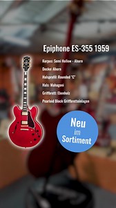 NEU im Sortiment - Epiphone ES-355 1959! ✨🎸 Erlebe Vintage-Stil und ikonischen Sound mit diesem Meisterwerk, das die goldene Ära des Rock 'n' Roll aufleben lässt. Die ES-355 1959 bietet unübertroffene Authentizität und Klangqualität. Ihr findet alle Facts im Link in unsere Bio. #VintageStyle #IconicSound #Epiphone #GuitarCraftsmanship #MusicLovers #ppcmusic #ppcmusichannover #neuheiten | PPC Music