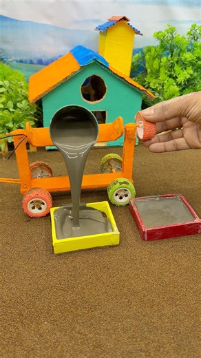 😱 Real Working Mini Tractor Making Cement Pillar | Amazing DIY Construction Machine 🚜 #shorts