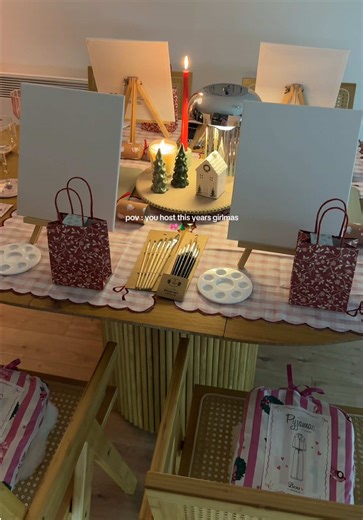 it’s not a girls night in without matching pjs @Boux Avenue 🌲🎀❄️ Had to do a paint sip with my girlies!! I just love hosting!! #girlmas #paintandsip #hosting #christmas #matchingpjs