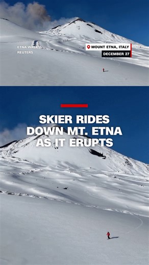 Video shows a lone skier riding down Mount Etna in Italy while it erupted. The volcano, one of the world's most active, saw days of activity before the eruption. | CNN International
