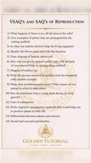 VSAQ'S AND SAQ'S OF REPRODUCTION| Golden tutorial