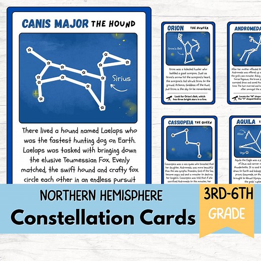 Constellation Cards for Kids: Night Sky Flashcards for Stargazing, Astronomy Printable (PDF Download) - Etsy