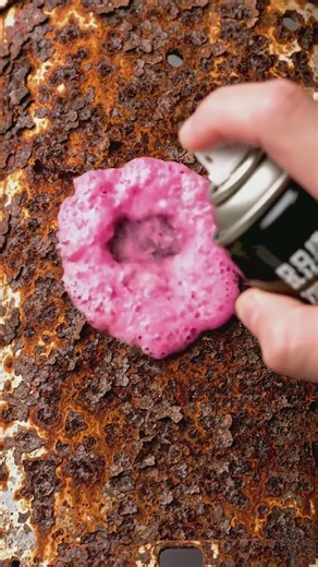 Rust Melts Away! Satisfying Pink Foam Chemical Reaction #shorts #viral #satisfying
