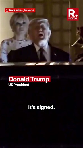 Moment Trump Announces He Signed Iran MoU at Versailles