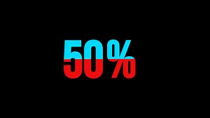 Download Animated numbers with red and blue percentages from 0 to 50 with alpha channel. 4K resolution for free