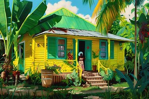Painting of Caribbean Chattel House, Caribbean Art Print Gift or Home, Matte Poster Print With Giclee, Caribbean Wall Decor - Etsy