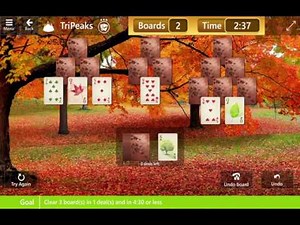 Fall Harvest\\TriPeaks II: Hard - Clear 3 boards in 1 deals and in 4:30 or less