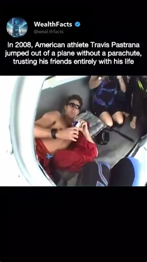 WealthFacts on Instagram: "Travis Pastrana Jumps Without a Parachute! The Ultimate Trust Stunt In 2008, American athlete Travis Pastrana made history by jumping out of a plane without a parachute, relying entirely on his friends to save his life mid-air! This is a legendary moment of trust, adrenaline, and extreme sports. Watch the incredible moment they link up and open his parachute for him! What's the craziest stunt you've ever witnessed or tried? Drop your thoughts below! Travis Pastrana, No