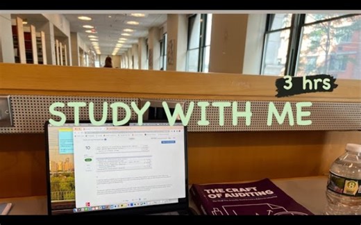 【Jenny M】STUDY WITH ME｜和我学习3h｜在纽约的大学生｜留学生｜图书馆学习｜背景噪音｜no music