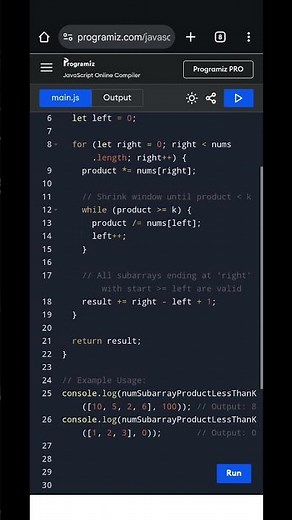 💡 Subarray Product Less Than K | JavaScript Sliding Window Solution | LeetCode Explained