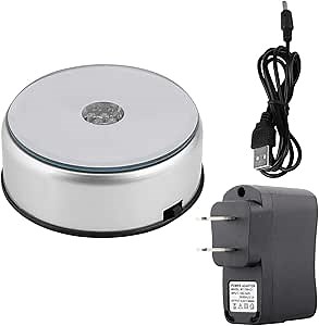 LED Display Base, Colorful Light Round Rotating Crystal Display Stand Holder for Crystal Art Glass US Plug 110-240V