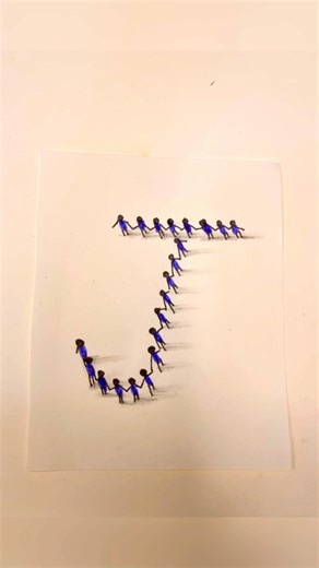 3D Satisfying Unity Art ✨|Amazing 3D People Chain Art 🤝|Easy 3D Art #3d #3dart #art #diy #shorts