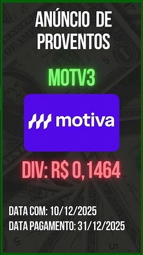 Anúncio de Proventos - MOTV3 - MOTIVA - DIVIDENDO