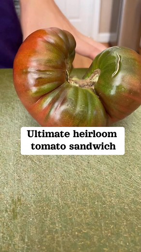 The yummiest heirloom tomato sandwich recipe. Skip the mayo! #gardening #heirloomtomatoes #tomatosandwich #tomatorecipes #gardentotable | Blueacre Garden