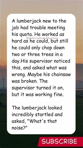 A lumberjack new to the job had trouble meeting his quota #jokes #funny #shorts