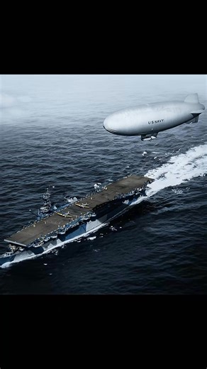 A U.S. Navy K-class blimp of ZP-14 patrols overhead as USS Langley conducts operations off Cape Henry, October 6, 1943. #ww2 #ship #navy #military | I love Warships