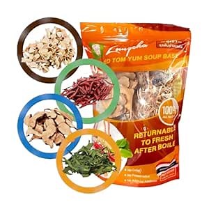 Dried Mixed Aroma Tom Yum Soup Base set (Galangal, Lemongrass, Chili, Ma-Krud leaf) for Thai stye spicy cooking Tom Kha Kai, Tomyum Kung, Total NW. 5.6 Oz. or 160 gram.