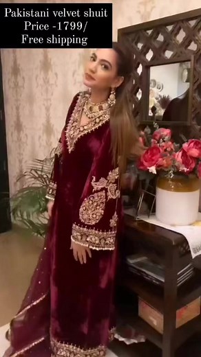9.2K views · 42 reactions | Pakistani shuit Size available Xl, xxl Fabric -velvet Pattern -Hand embroidery Price -1799/ For booking Whatsapp me +919696573387 | Shweta Fashion | Facebook