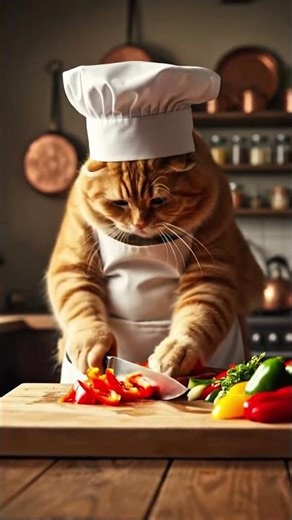 Chef Cat Cooks Beef Stew Like a Pro 🍲🔥The Cutest Cooking Adventure #cookingcat #chefcat #cat