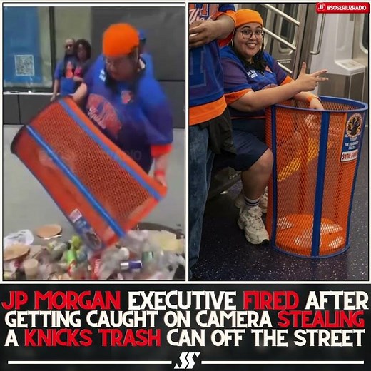 KNICKS TRASH CAN ENDED HER CAREER - JP MORGAN FIRES EXEC AFTER CAUGHT ON CAMERA STEALING IT!!