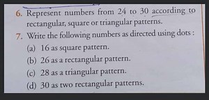 Represent numbers from 24 to 30 according to rectangular, squar... | Filo