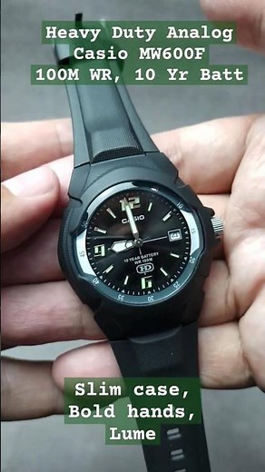 Casio MW600F Slim Heavy Duty Analog with 100M WR and 10 year battery