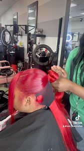 #halfuphalfdown #quickweave #quickweavetutorial #redhair #knotbun #bangs #striaghthair #silkpress #spikebun #cutehairstyles #phillyhairstylist #merakihairloft | Shadonna Pitts