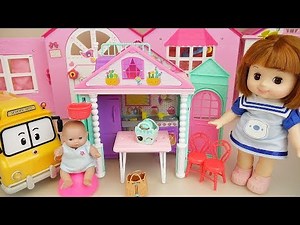 Baby doll house and school bus car toy baby Doli play