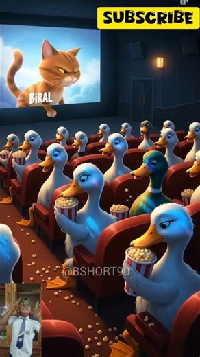 Duck Watching Cat & Mouse Movie 🍿🦆🎥 | Funny Cinema #shorts #duckvideo #catvideo