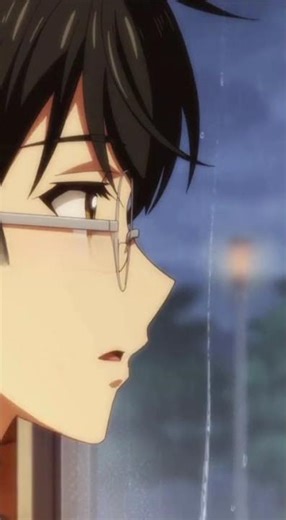 Anime Boy studying in the library scene