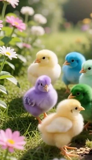 Colourful Chicks in Paradise Garden 🌈 The Most Adorable Real-Life Moment Ever!