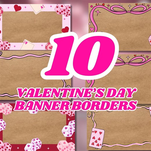 Valentines Day Banner Border Template Bundle, 60”x36” PNG Files,striped Coquette Bows,wavy Outline,galentine,instant Download,canva Elements - Etsy