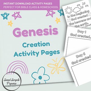 Genesis Creation Story Activity Pages: Bible Lesson Printable (PDF Download) - Etsy