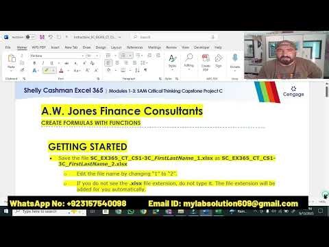 Excel 365 Modules 1-3 SAM Critical Thinking Capstone Project C | A.W. Jones Finance Consultants