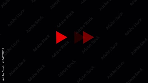 Forward or REW Graphic icon on transparent Background, Animation of looping Forward shape concept, 4k Animation of looping rewind button concept with glitch effect.