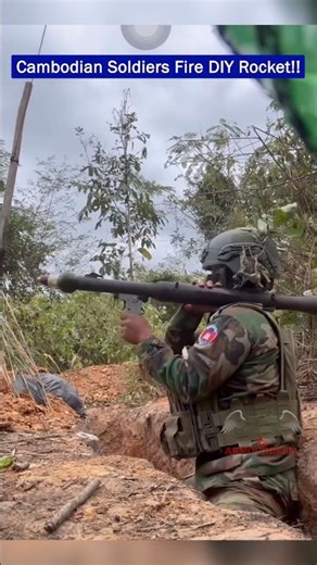 Cambodian Soldier Fires DIY Grenade Using RPG-2 Launcher