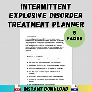 Intermittent Explosive Disorder IED Treatment Planner Therapists Counseling Check in Questions Goals Interventions Progress Notes Journal - Etsy