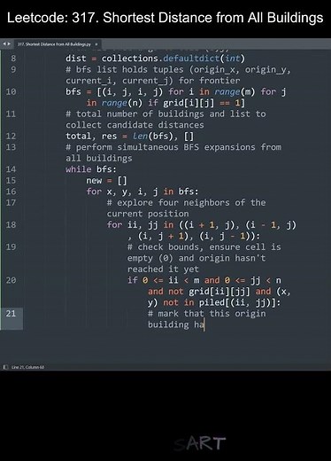 Leetcode 317. Shortest Distance from All Buildings in Python | Python Leetcode | Python Tutorial
