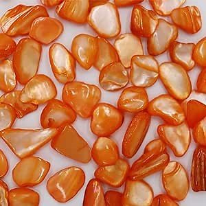 Small Mini Natural Crushed Mother of Pearl Shells for Weddings Vase Filler Home Décor, and Crafts 32 oz (2 lb), Orange