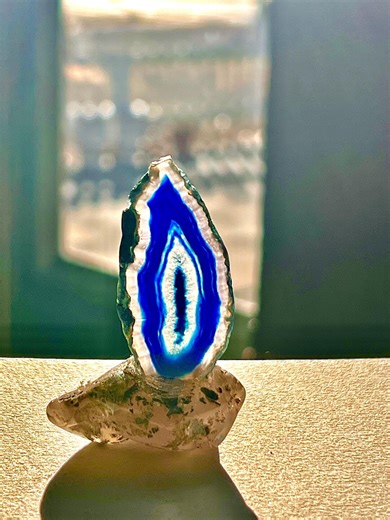 Blue Agate Geode Slice on Ornate Rock Stand! - Etsy
