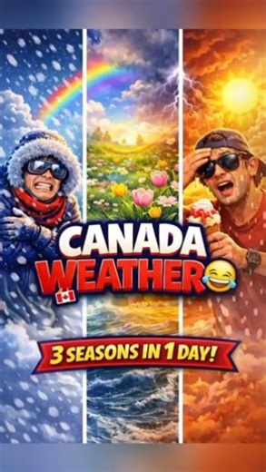 Canada Weather 😂 | 3 Seasons in 1 Day 🇨🇦❄️🔥 #shorts