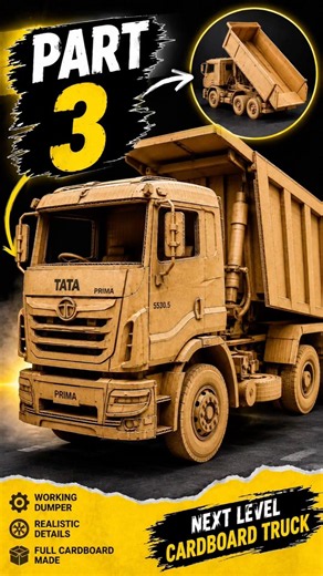 I Made a Working Cardboard Dump Truck 🚛🔥 | Part 3 #shorts #diy