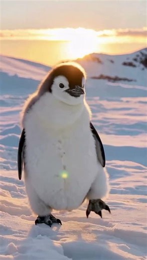 Fluffy Penguin Chick Wobbling in Snow 🐧❄️ | Antarctic Cuteness