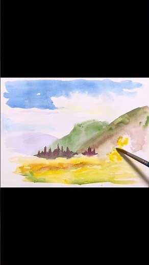 誰でも簡単！風景画の描き方！#shorts #水彩画 #watercolor #おすすめ #アート #art #水彩