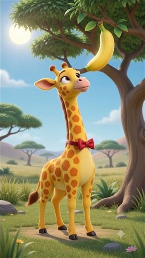 Giraffe attempts to reach banana #cartoonist