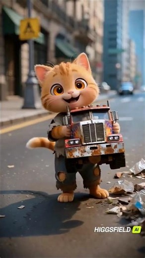 Poor Kitten Meets Transformer Optimus Prime 😿🚛 #cat #shorts