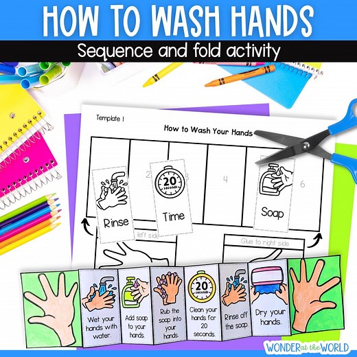 How to Wash Your Hands Sequence and Fold Activity, Personal Hygiene for Kids, Handwashing Digital Download PDF - Etsy