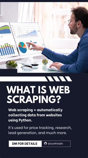 Syed Faiq Yazdani on Instagram: "Web scraping isn’t just copying a website. It’s collecting accurate data at scale, automating the process, and delivering it in clean formats like csv, excel, or databases 📊 Specialized in python-based scraping & automation: scrapy | selenium | seleniumwire | playwright | proxies | ip rotation Need structured data for research, leads, pricing, or analytics? Dm @syedfaiq86 and share your use case. 💼 #webscraping #pythonautomation #dataanalytics #datacollection #