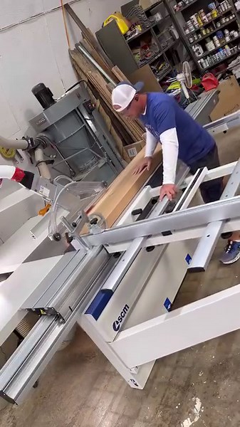 1.5M views · 10K reactions | Cutting and squaring all sides of a big cedar board on the SCM slide saw | The Dusty Lumber Co. | Facebook