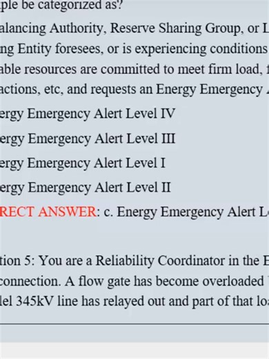 NERC Prep - Bal, Int, & Trans Exam Questions and Answers Graded A Question 1: What group can approve a change in the Disturbance Recovery Period for an Interconnection? a. NERC Interconnection Working Group b. NERC Operating Committee c. NERC Regional Council d. NERC Disturbance Analysis Working Group CORRECT ANSWER: b. NERC Operating Committee Question 2: What is the first thing an operator should do after a relay operation? a. Check power system stabilizers b. Notify adjacent Transmission and 